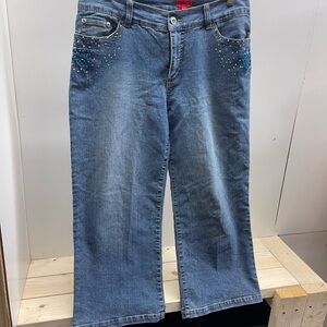 Y2K Vintage V Cristina Blue Embellished Rhinestone Flare Jeans